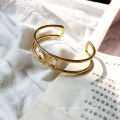 Shangjie OEM Cold wind simple bracelet Brass real gold bangles and bracelets 2021 gold bangle bracelet